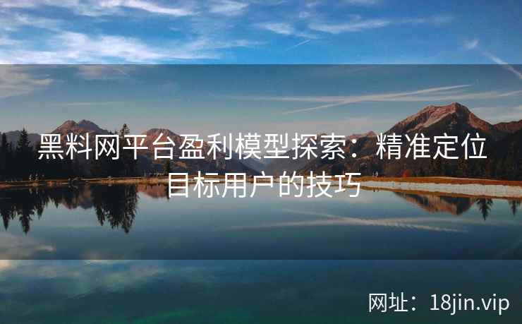 黑料网平台盈利模型探索：精准定位目标用户的技巧