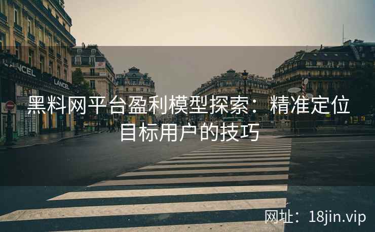 黑料网平台盈利模型探索：精准定位目标用户的技巧