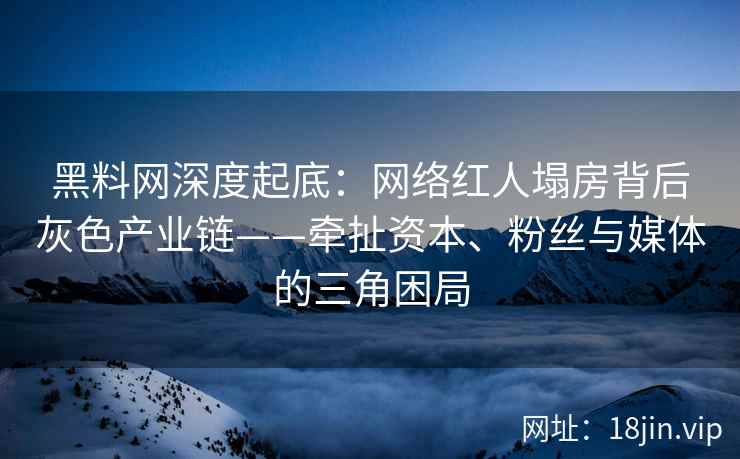 黑料网深度起底：网络红人塌房背后灰色产业链——牵扯资本、粉丝与媒体的三角困局