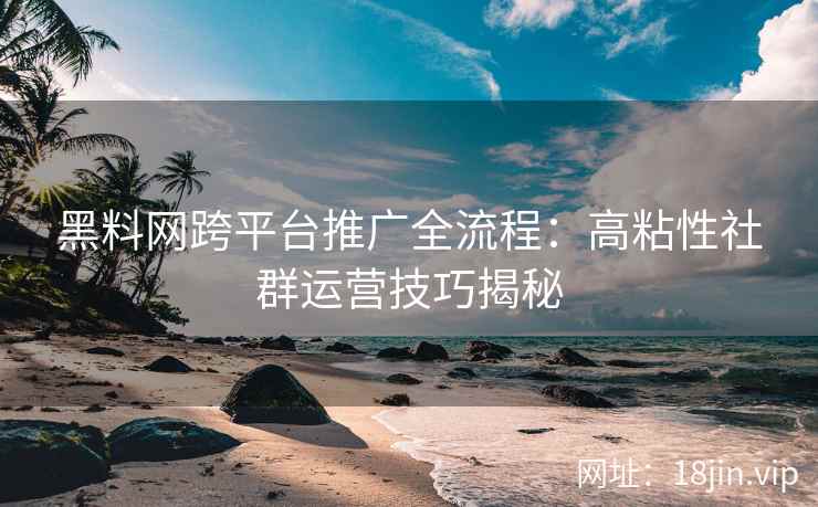 黑料网跨平台推广全流程：高粘性社群运营技巧揭秘