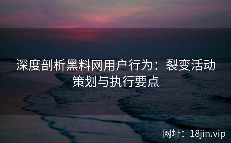 深度剖析黑料网用户行为：裂变活动策划与执行要点