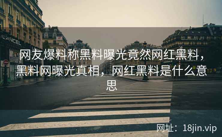 网友爆料称黑料曝光竟然网红黑料，黑料网曝光真相，网红黑料是什么意思