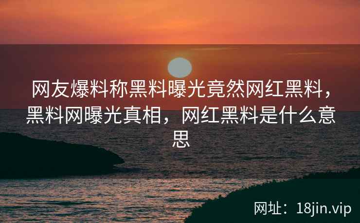 网友爆料称黑料曝光竟然网红黑料，黑料网曝光真相，网红黑料是什么意思