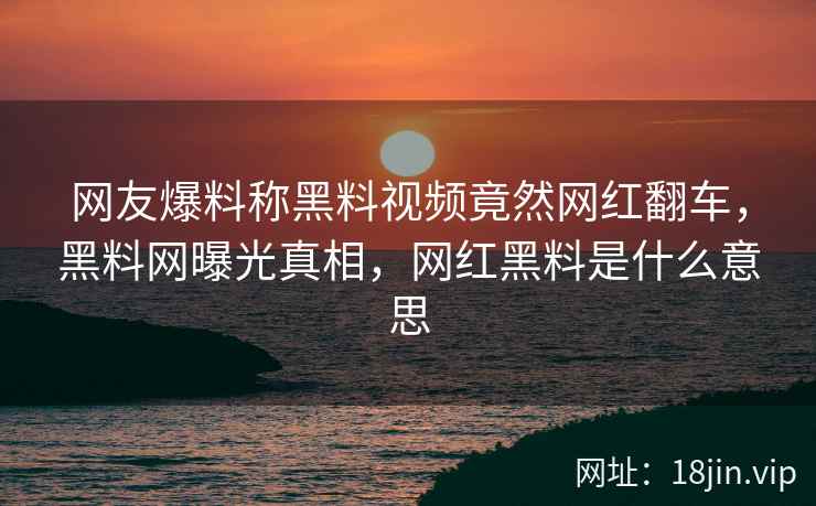 网友爆料称黑料视频竟然网红翻车，黑料网曝光真相，网红黑料是什么意思
