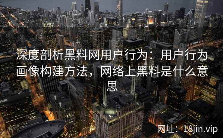 深度剖析黑料网用户行为：用户行为画像构建方法，网络上黑料是什么意思