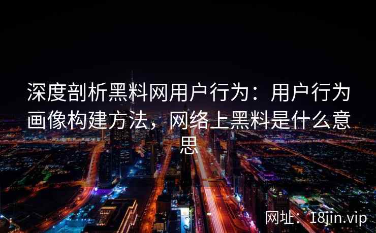 深度剖析黑料网用户行为：用户行为画像构建方法，网络上黑料是什么意思